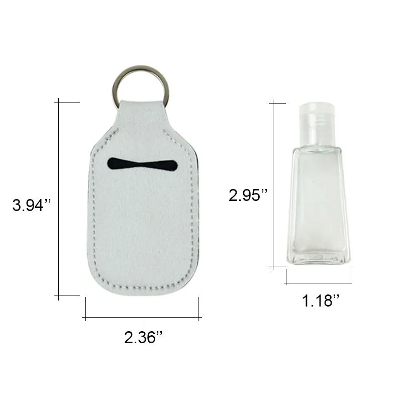 Sublimation Blank Keychain Hand Sanitizer Holder for 1oz Bottle DIY Customized Pendant INCLUDE BOTTLE A11