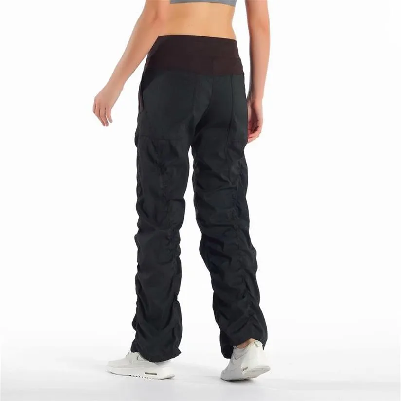 1004 yoga dans pantolon yüksek bel elastik stüdyo pantolon kadın düz rahat pantolon gevşek uzun geniş bacak pantolon268y