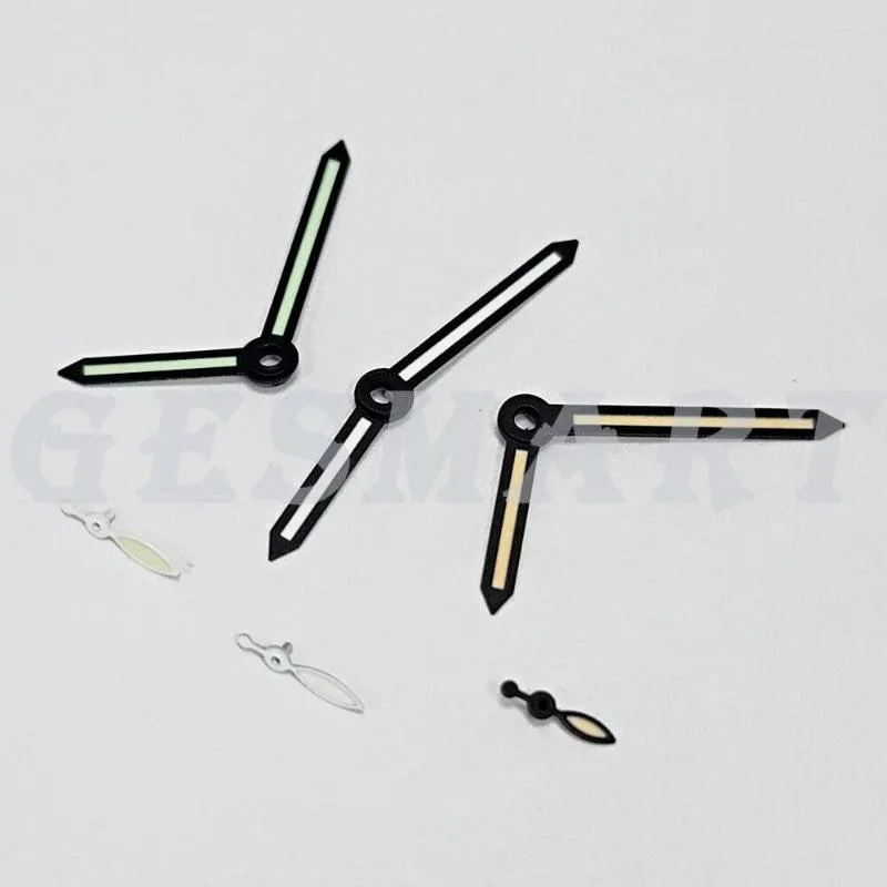 Kits de réparation de montres, aiguilles à garniture noire, lumière verte 14mm, pour mouvement ST3600/ST3620 ETA6497/6498