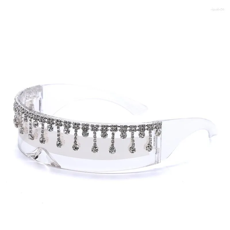 Lunettes de décoration de danse une pièce pour femmes, fournitures de fête, couleur bonbon, bandeau personnalisé, chaîne, Festival, décoration tendance