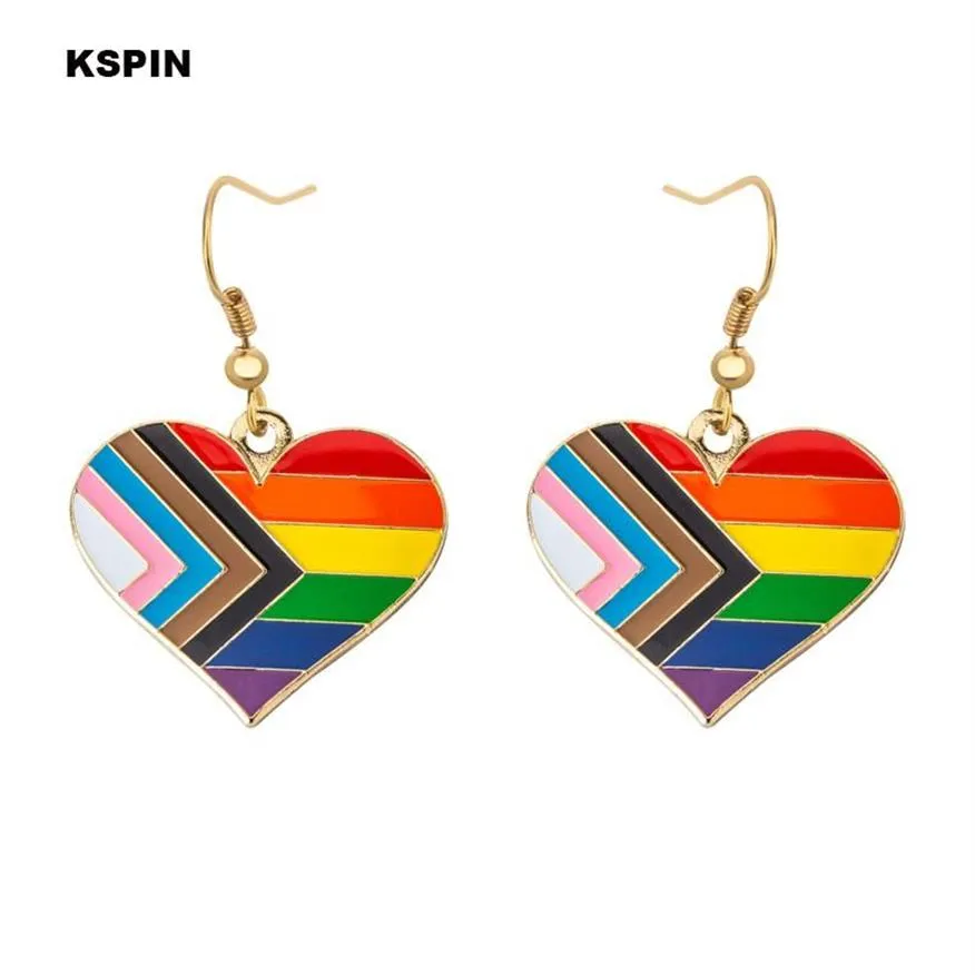 Baumelnde Kronleuchter Progress Pride Ohrringe Gay Rainbow Schmuck für Frauen Männer Liebhaber Gift305G