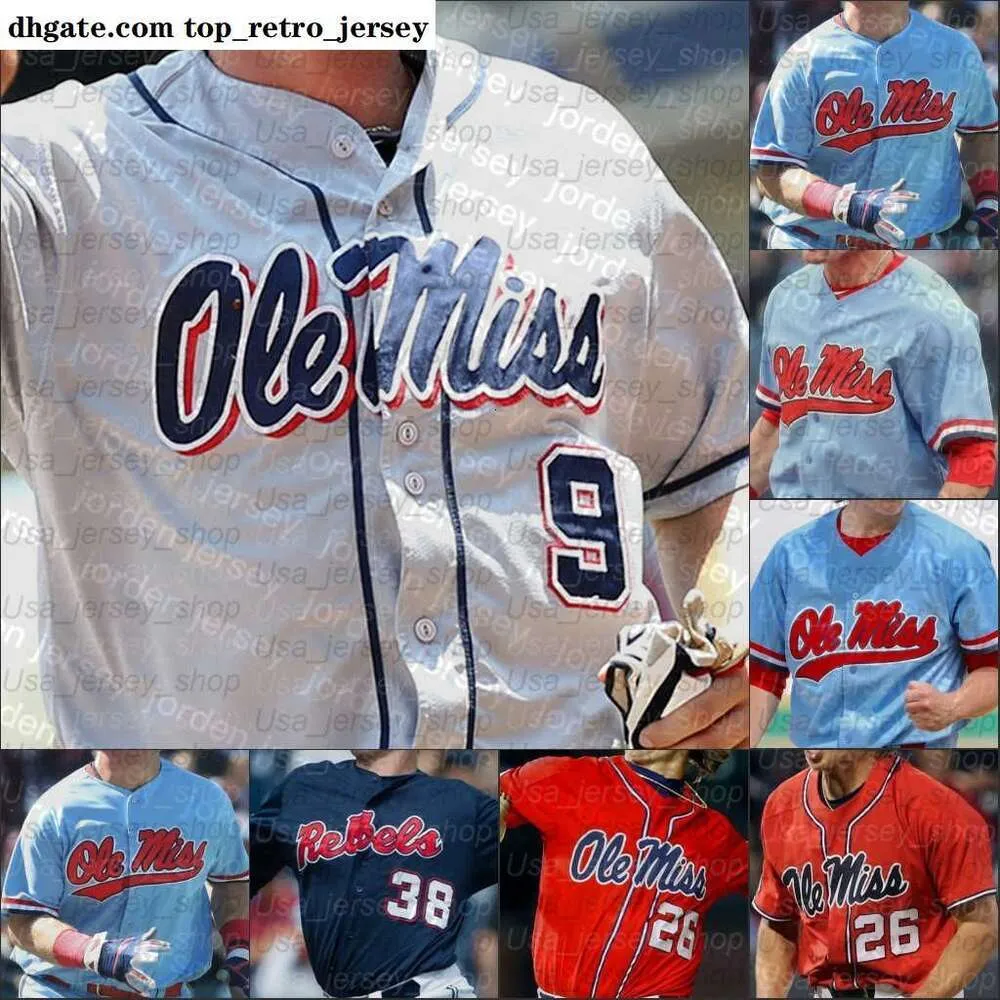 Nuevas camisetas viste camisetas de béisbol de la NCAA Ole Miss College 2021 Tyler Keenan Servideo Anthony Tim E