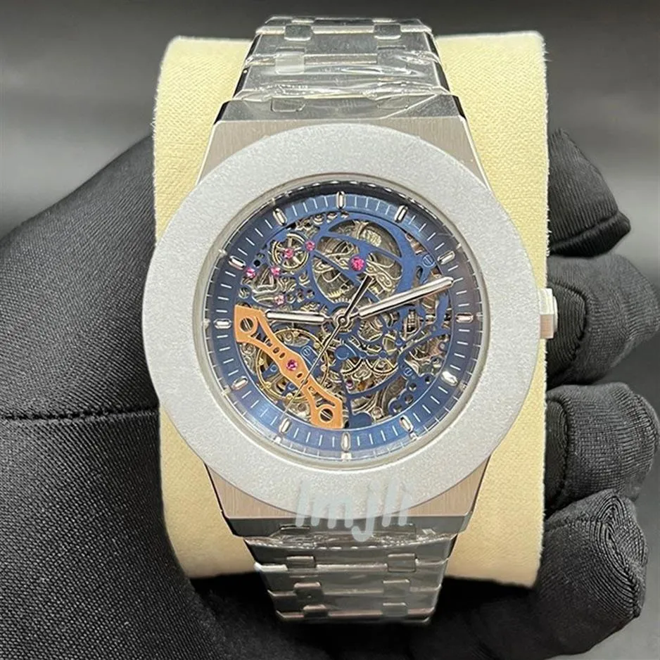 LMJLI-自動機械式時計監視中空42mm大型ダイヤルスライバーステンレス鋼ストラップファッション腕時計モントレDE L239N