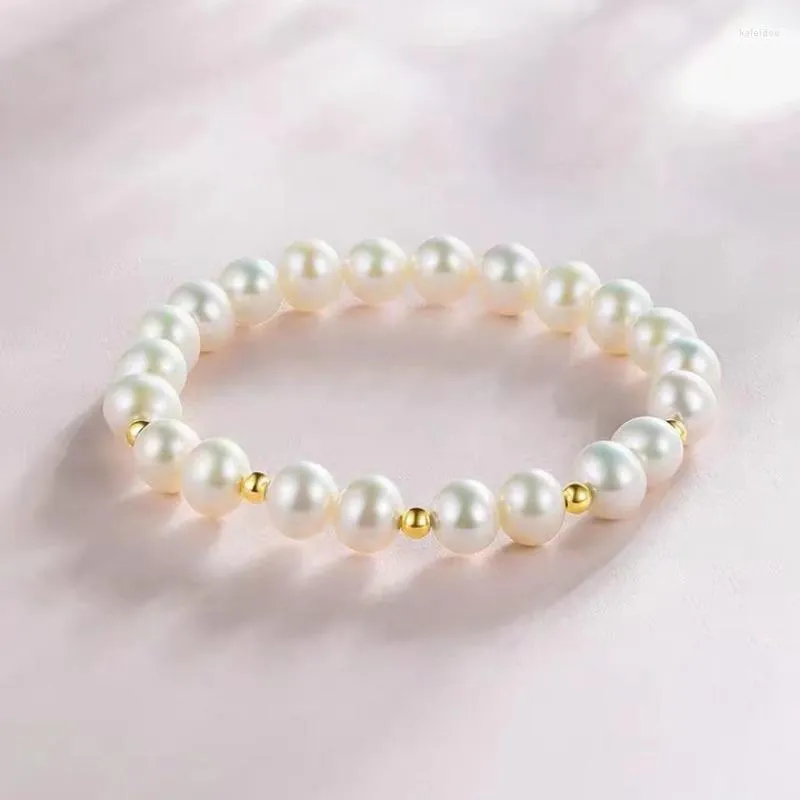 Charm Bracelets Minar Arrival 18K Real Gold Plated Brass Baroque Freshwater Pearl Beads Strand For Women Party Casual Accessories