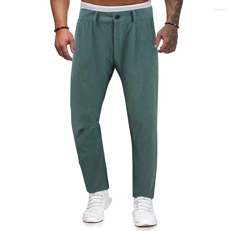Мужские брюки 2023, весна-осень, повседневные мужские модные вельветовые брюки в рубчик, уличная одежда, мужские однотонные прямые брюки для отдыха