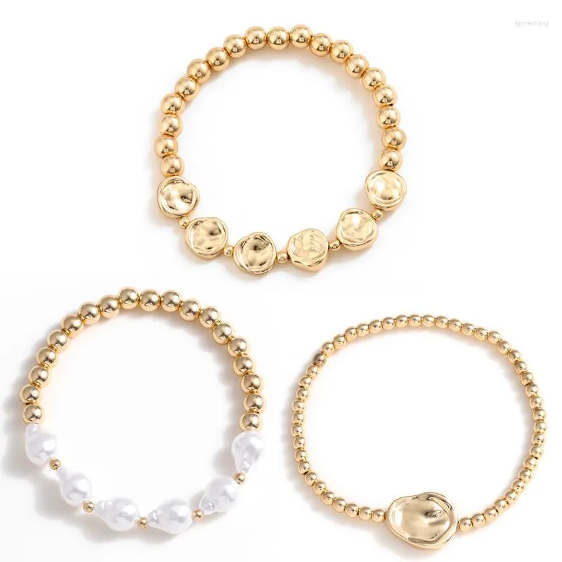 Strand Designer Model Fashion Gold Pearl Beaded Armband för kvinnor utan att bleka Hip Hop Trend Daily Party Jewets Gifts