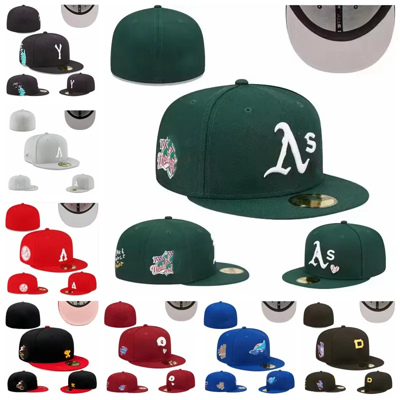 2024 UNISEX Outdoor Baseball Pełne zamknięte czapki Summer granatowy Letter Bone Men Men Kobiety Czarny kolor wszystkie 32 drużyny swobodne sporty Flat Hats Chicago Mix Kolory Rozmiar 7-8