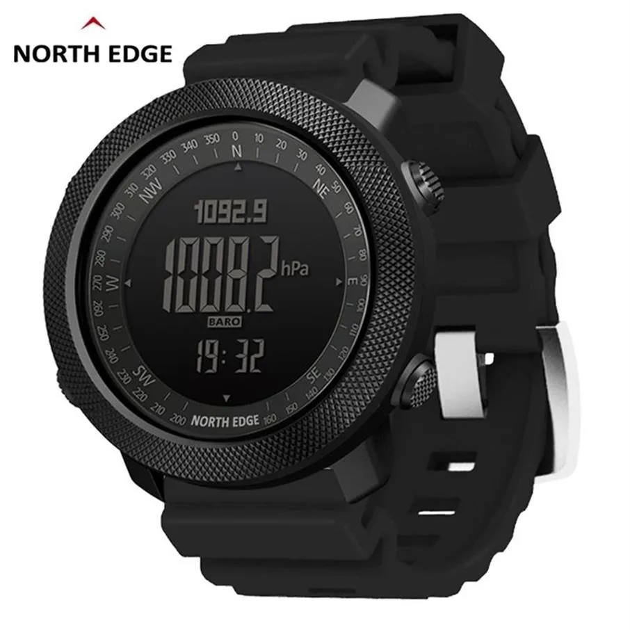 North Edge Altimeter Barometer Compass Men Digitala klockor Sport Running Climbing vandringsur Waterproof 50m 220421295R