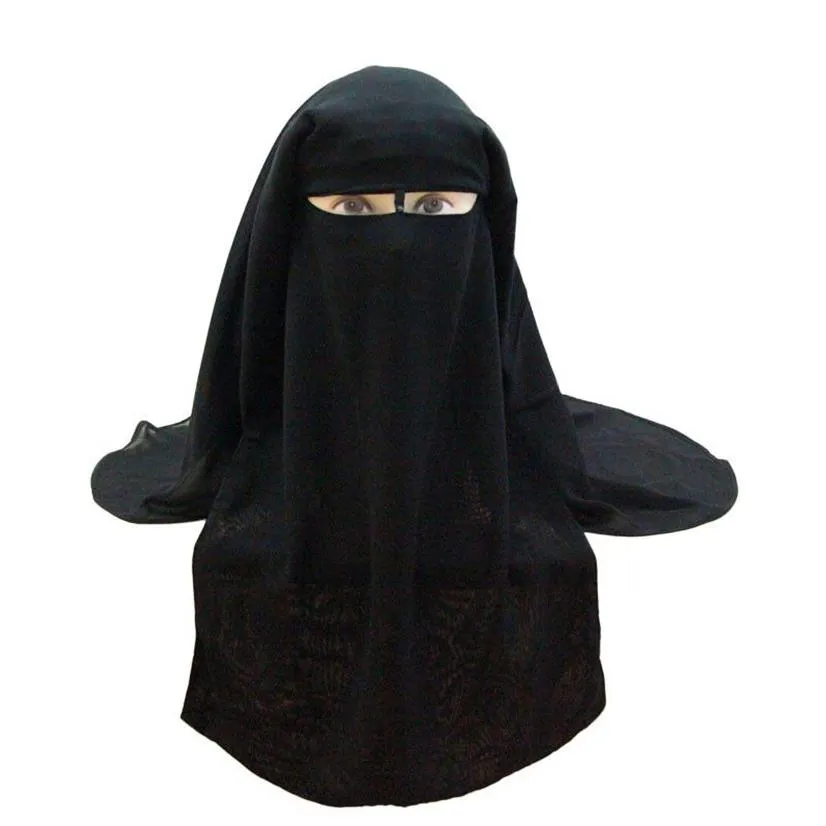 Muzułmański szalik z chustki islamski 3 warstwy niqab burqa bonnet hijab czapka zasłona na nakładanie okładki Abaya Style Head Covering 2318r