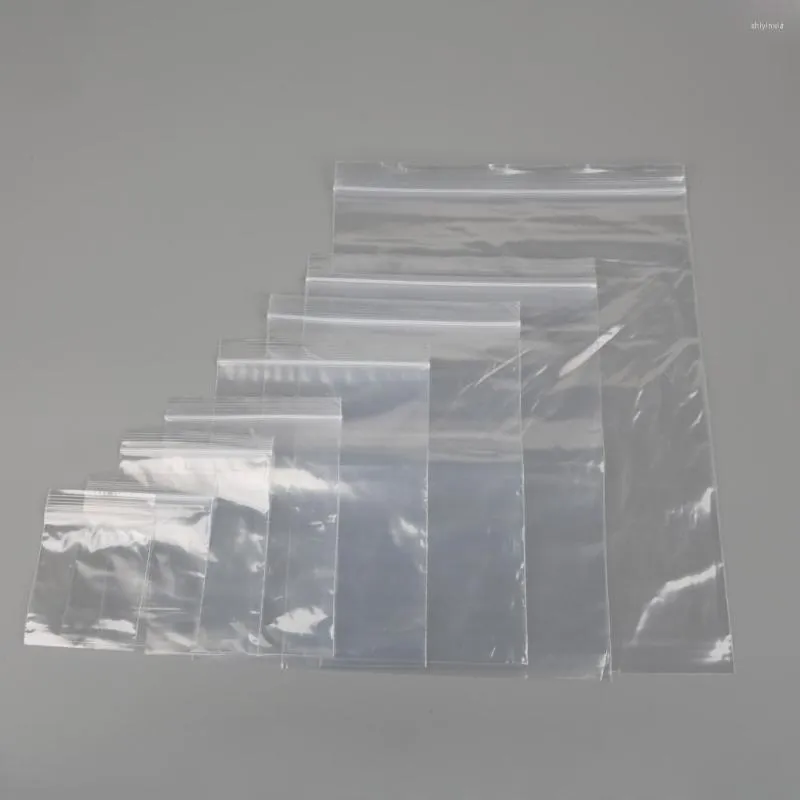 Envoltório de presente 100pcs saco transparente multitamanho reclosável plástico poli cookie doces sacos de embalagem de jóias