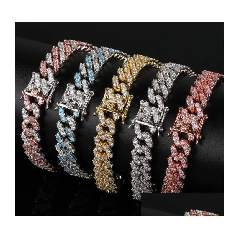 Chaîne 5 couleurs pour Optopns 9 mm 78 pouces plaqué or micro broche réglage CZ bracelet cubain lien bijoux pour hommes9236536 livraison directe bijoux Dh1Hc