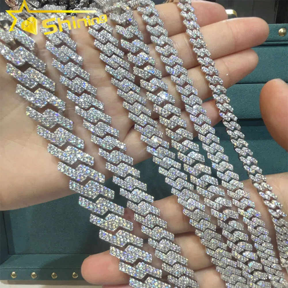 Iced Out Moissanite Cuban Link Chain 925 Sterling Silver 18K Gold Plated Pass Diamond Tester VVS Moissanite Men armband