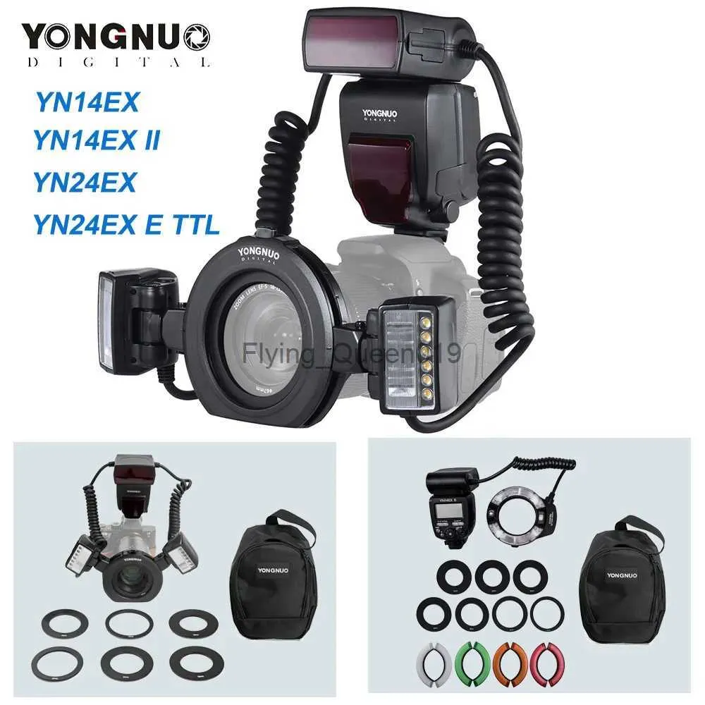 Flash Heads Yongnuo YN14EX II/YN24EX/YN24EX E TTL Macro Flash for 1Dx 5D3 6D 7D 70D 80D for A7II 2*Flash Head+4*Adapter Ring YQ231003