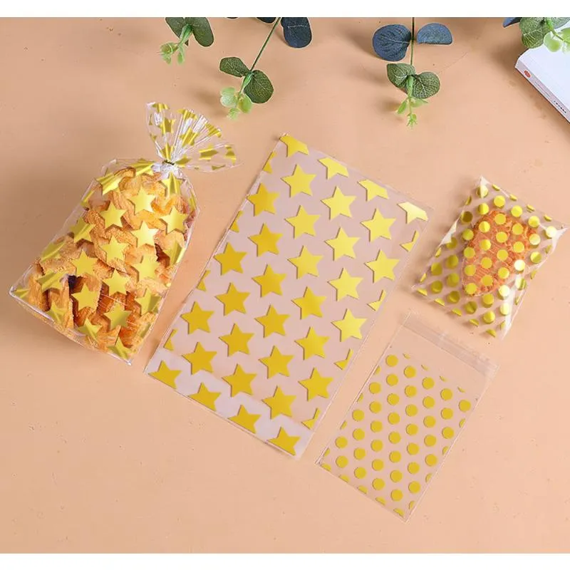 Gift Wrap 100pcs Halloween Bag With Stars Candy Cookies Popcorn Biscuit Plastic Goodie Bags Baking Flat Pocket Party Favors