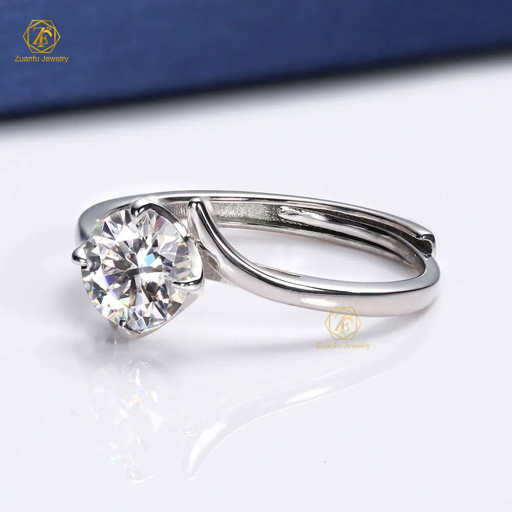 Rts Wholesale Price Jewelry 1carat 6.5mm Vvs Moissanite Ring Engagement Wedding Ladies Diamond Rings Jewelry Women for Gift