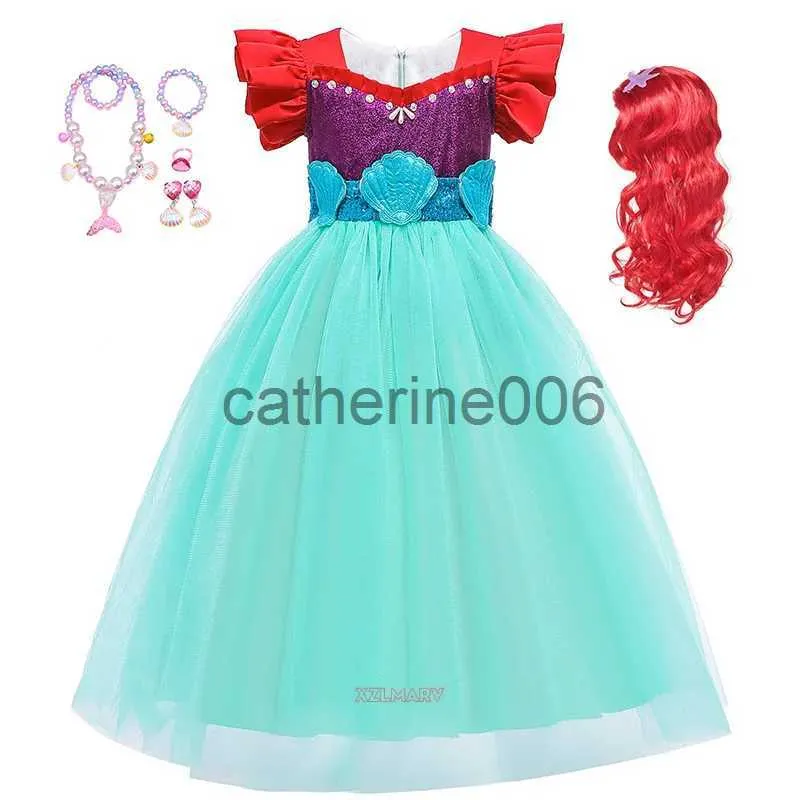 Special Occasions Mermaid Ariel Princess Girl Dress Cosplay Costumes for Kids Party Baby Girl Mermaid Dress Up Sets Children Halloween Clothing x1004