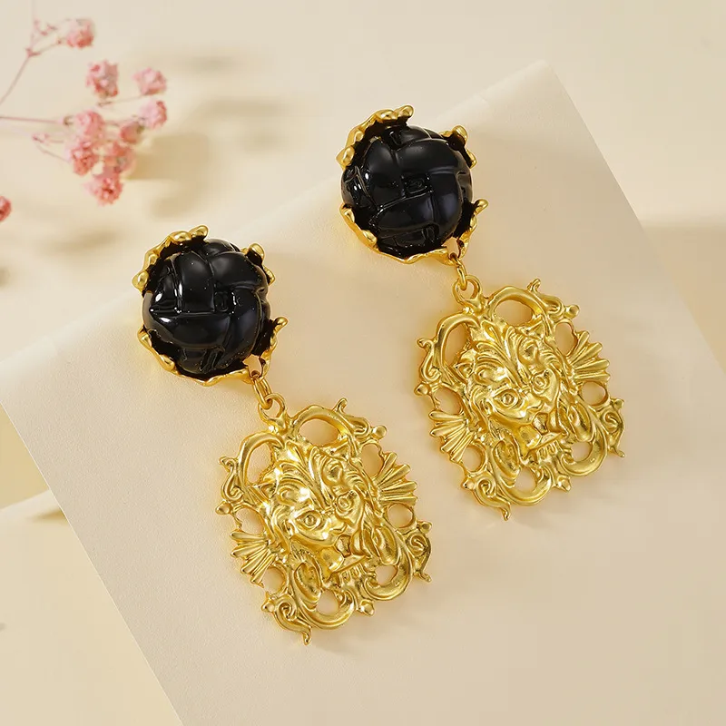 MoonRiverJewel – boucles d'oreilles de créateur, bijoux à la mode, Vintage, or, noir, de haute qualité