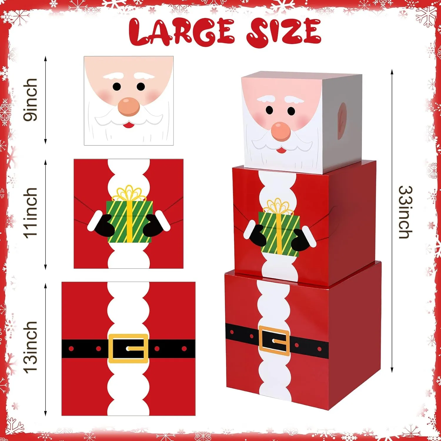 16 Stück Weihnachts-Stapelboxen mit Hüten in 4 Designs, stapelbare Schneemann-Geschenkbox, Weihnachts-Nistkästen, dekoratives Weihnachts-Stapelgeschenk