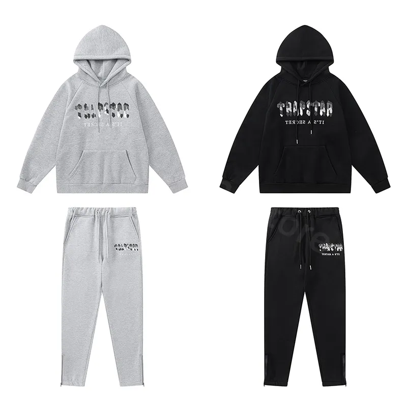 Męski Trapstar Tracksuit z kapturem z kapturem Fullbow Ręcznik Dekodowanie Y2K Hoodies Sportswear Warm Women Sportsła garnitur zamek błyskawiczne S-xl