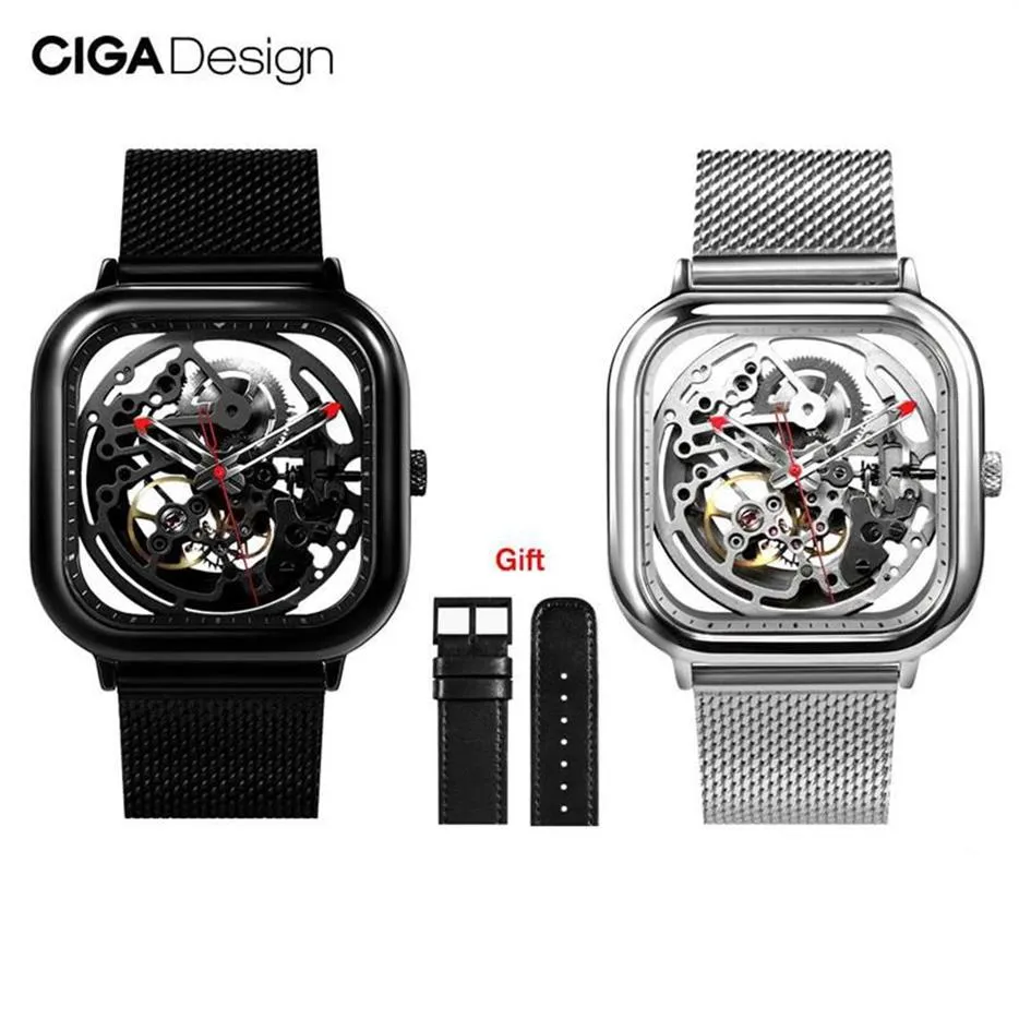 Original Xiaomi Youpin CIGA Design Uhr Automatische Aushöhlung Mechanische Uhr Männliche Quadratische Mechanische Uhren CYX-C7 30024552100