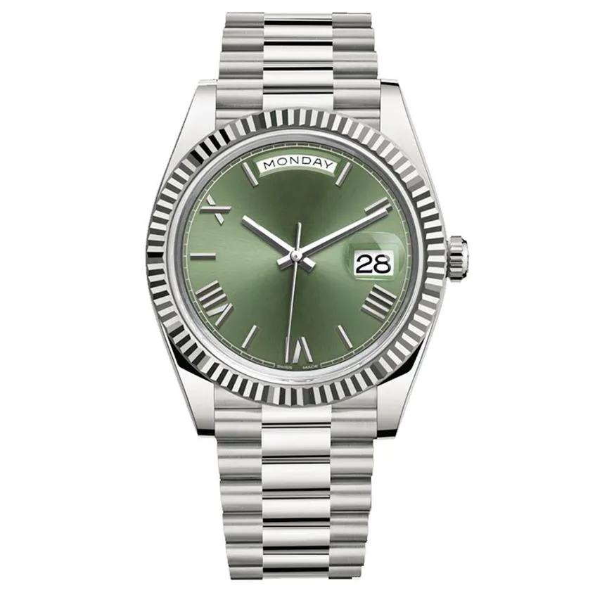 sichu1 - Лучшие мужские часы 40 мм, зеленые римские цифры, циферблат, большая дата, автоматические механические часы, мужские часы с сапфировым стеклом, нержавеющая сталь Wristw252i