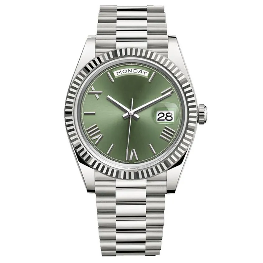 sichu1 - Top Orologi da uomo 40MM Verde Roma Numero quadrante Grande data Orologio meccanico automatico da uomo Vetro zaffiro Polso in acciaio inossidabilew252i