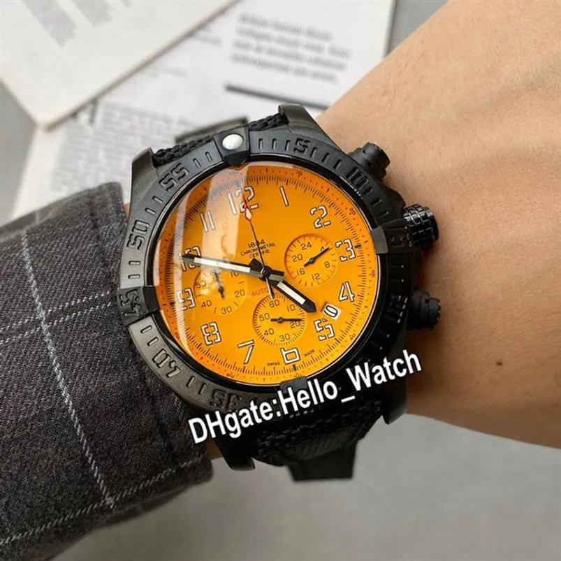 新しいハリケーンPVDブラックスチールケースXB0180E4 I534 253S X20D 4 MIYOTA Quartz Chronograph Mens Watch Yellow Dialon Nylon Strap Watches221S