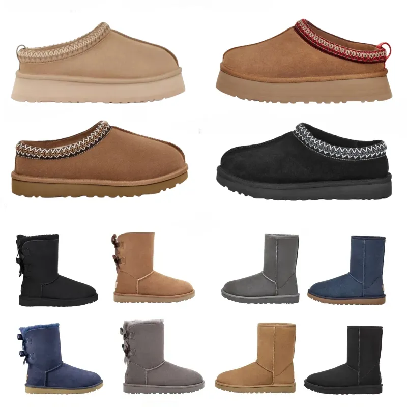 Femmes Tasman Ugge Bottes Australie Pantoufles Tazz Classique Ultra Mini Plate-forme en peau de mouton Shearling Botte de neige Diapositives en fourrure Daim Laine Bottines de créateurs de cheville d'hiver