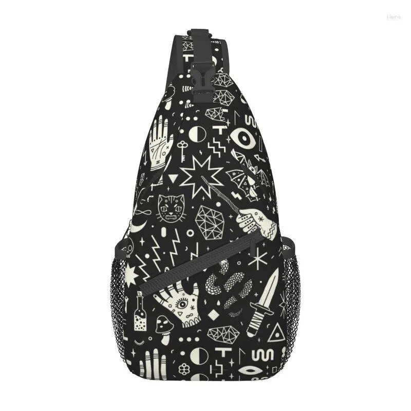 Sac à dos personnalisé Halloween sorcière sac à bandoulière hommes Cool occulte sorcière magique épaule poitrine bandoulière cyclisme Camping sac à dos