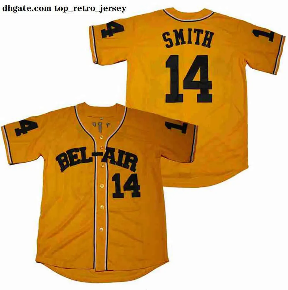 Mens Bel-Air Academy Jersey의 신선한 왕자 #14 Will Smith Baseball Jerseys S-XXXL