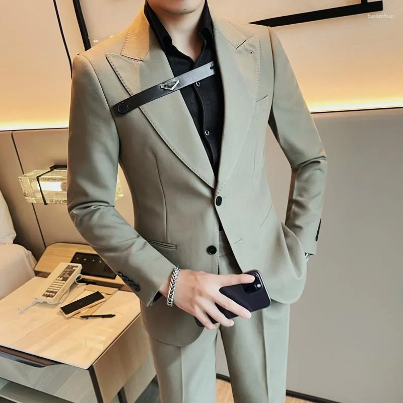 Men's Suits Brand Autumn Luxury Personalized Suit Jacket Men Solid Color Casual Business Blazers Banquet Wedding Street Wear Social