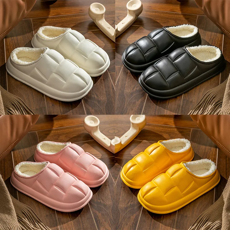 2023 winter waterproof shoes cotton slippers flat bottom men women size 36-45 white gray black pink yellow green