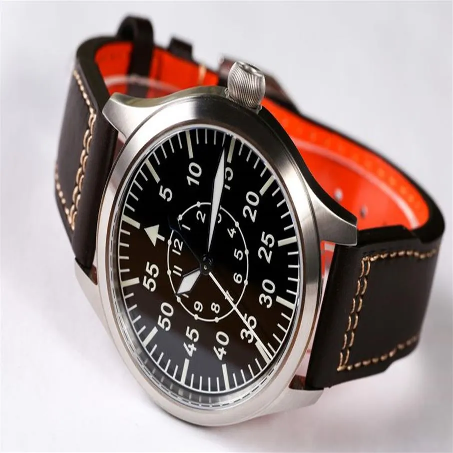 Escapement Time Automatic NH35 Movement Pilot Watch with Type-B or Type-A Black Dial and 42mm Case waterproof 300M2001