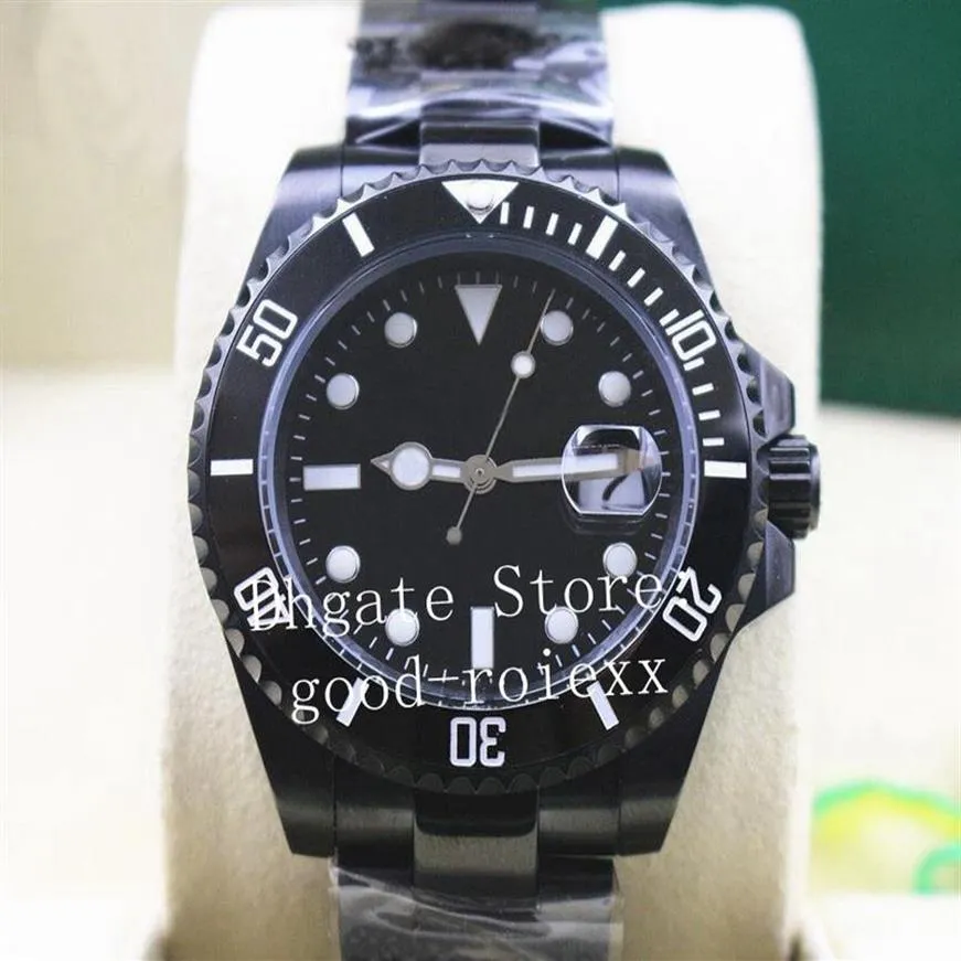 7 kolorów zegarki męskie Zatrzymaj Mężczyzn Automatyczny 2813 Crown Luminous Black Pvd DLC Coating Zielona niebieska ramka ceramiczna Sport Sapphire nurka B267D