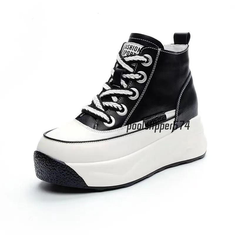 Modeontwerp Winter nieuwe stijl casual schoenen ugge canvas schoenen Platform zwart en wit kleurenschema Comfortabel koeienhuidmateriaal lelijke