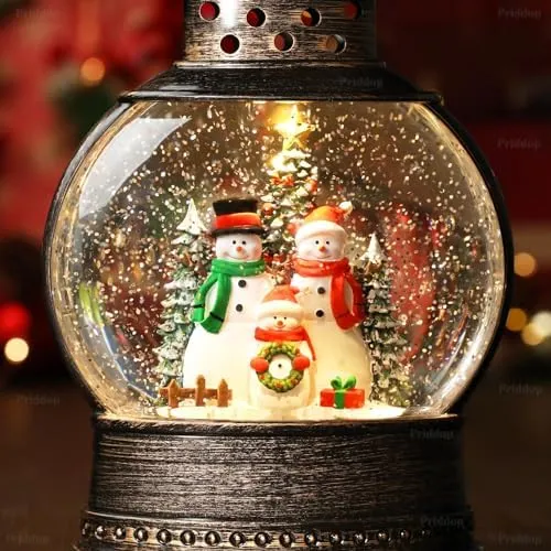 Lanterne de neige de Noël rotative arbre de Noël avec musique  tourbillonnant Lanterne à paillettes Cadeau de Noël Dec