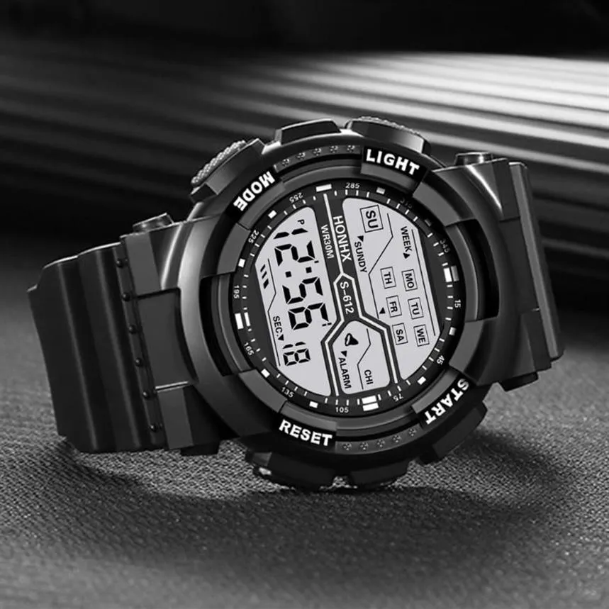 Moda à prova dwaterproof água masculino menino lcd digital cronômetro data borracha esporte relógio de pulso masculino relógios topo relojes2263