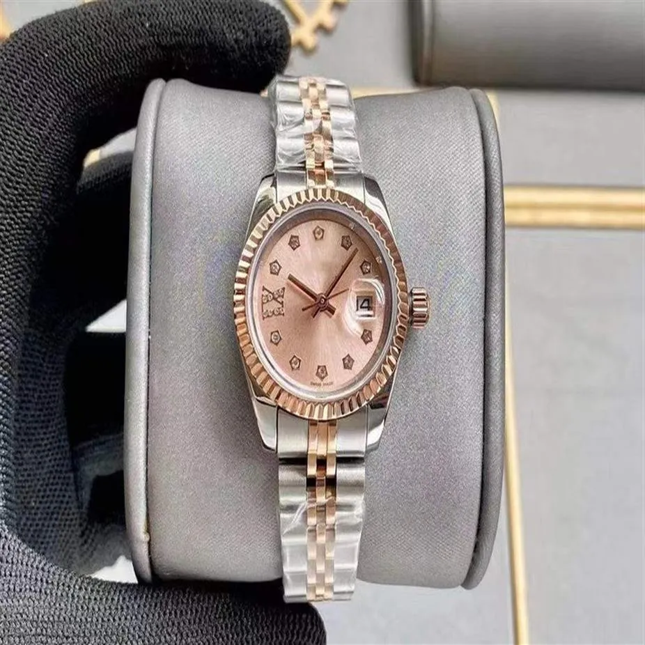 Beautiful High quality fashion rose gold Ladies dress watch 28mm mechanical automatic women's watches Stainless steel strap b284W