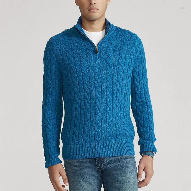 Sueteres Para Hombres Sueter Casual De Cuello Alto Sueter Trenzado Solido Prendas De Punto Hombre Otono Algodon 3 224 DHgate