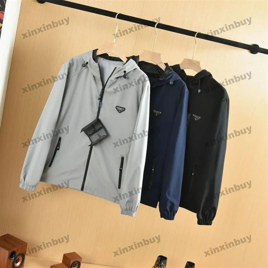Xinxinbuy Designer Jackets Men Men Jacquard Fabric Triangle Label Paris Lapel Neck Black S-XL215i
