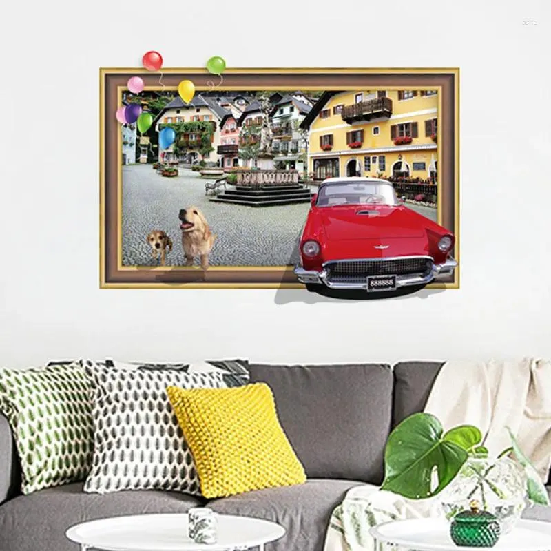 Muurstickers woonkamer woning decoratieve 3d reative oude po style stad kinderen kinderen studeren slaapkamer sticker poster muurschildering