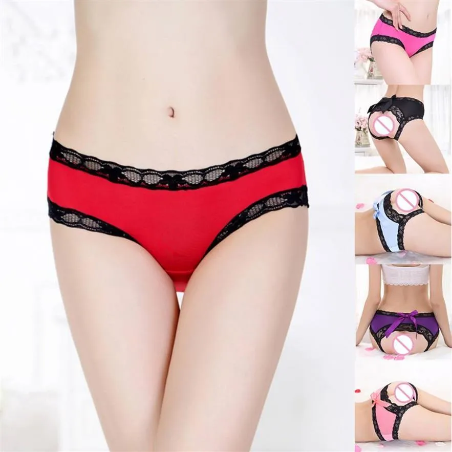Slip Aperti Sexy Da Donna Con Grande Fiocco In Pizzo Floreale Con