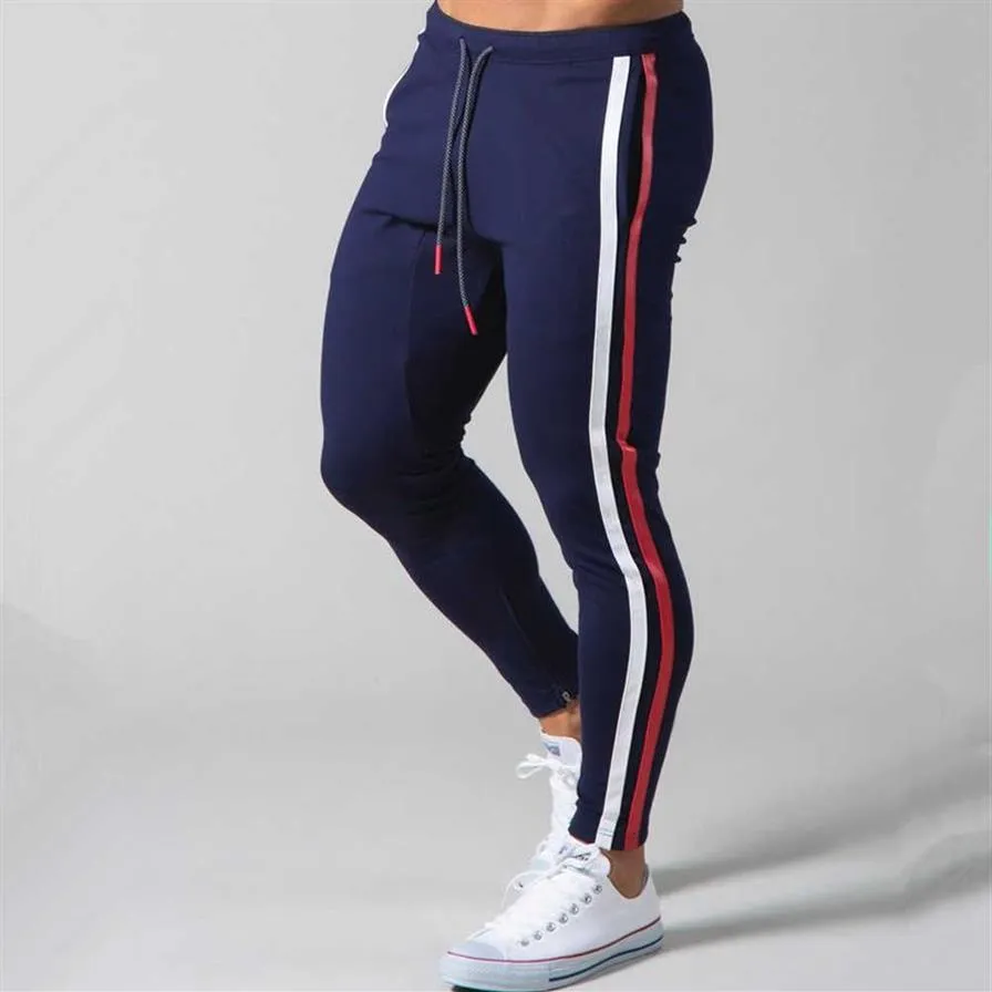 Beyaz Jogger Sweetpants Erkekler Sıradan Sıska Pamuk Pantolon Spor Salonu Fitness Egzersiz Pantolon Erkek Bahar Spor giysileri Pantolon Pantolon Botlar P083201