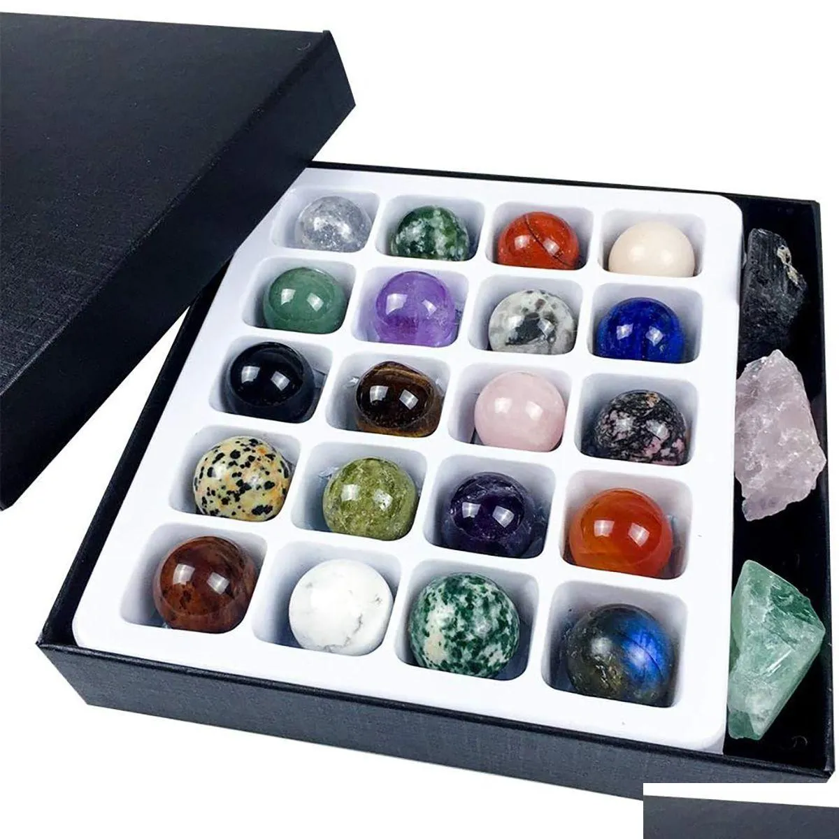 ゆるい宝石の天然クリスタルヒーリングストーンボールボールセット20pcs/box no hole gemstoneラウンドビード女性男性ギフトドロップ配達宝石dhpjs