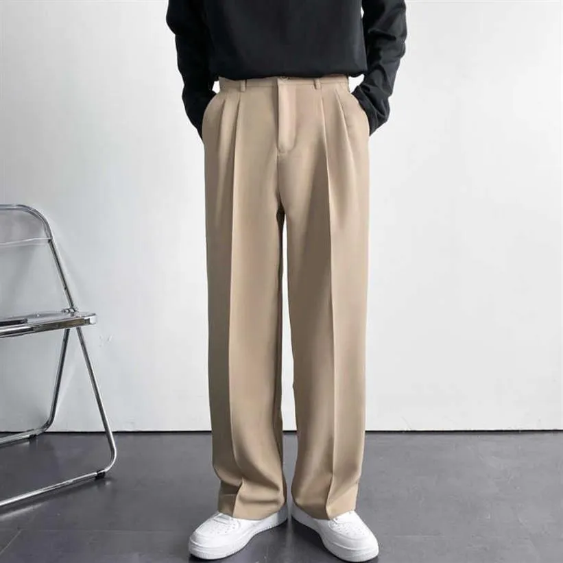 Herenbroeken Heren pakbroeken Effen kleur Wijde pijpen voor heren Casual nieuwe streetwear Mannelijke broek Baggy Koreaanse stijl 257g