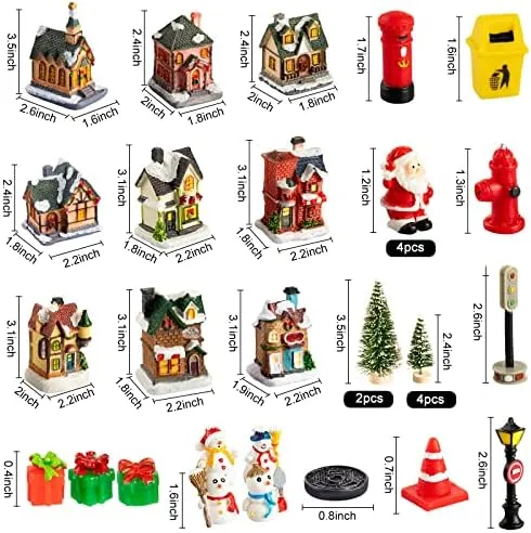 48 Case del villaggio di Natale Set decorazioni Luci a LED Scena della città di Natale Ornamenti da tavolo Figurine natalizie