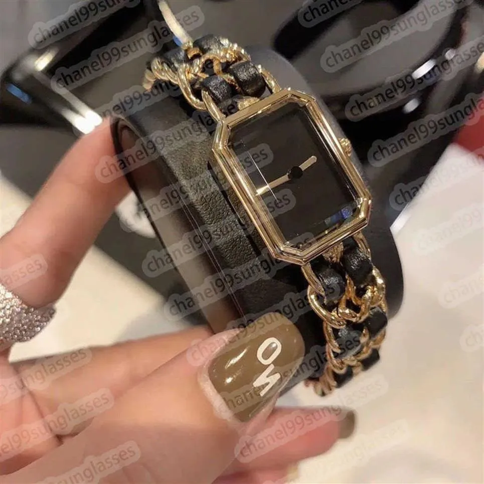 Moda de la familia C relojes de cuarzo para mujer doble cadena de cuero doble 169B