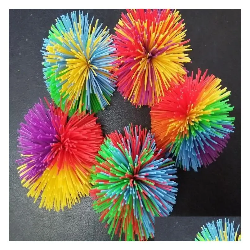 إلغاء الضغط لعبة Sile Koosh Ball Sensory تململ ألعاب Rustery Rubber Pom Dough كرات قوس قزح DNA REVIRE