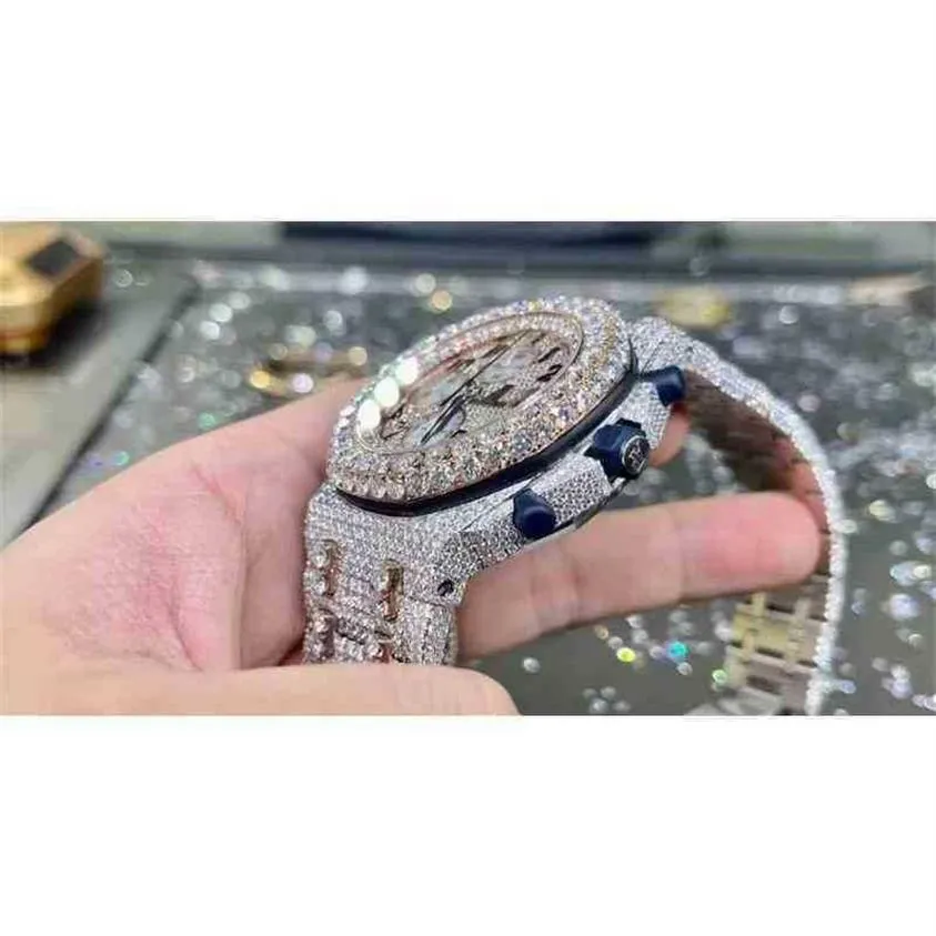 2022 nuovo movimento al quarzo quadrante con numeri arabi personalizzati VVS1 GIA orologio da uomo con diamanti Ladi gioielli di lusso W8T2279g