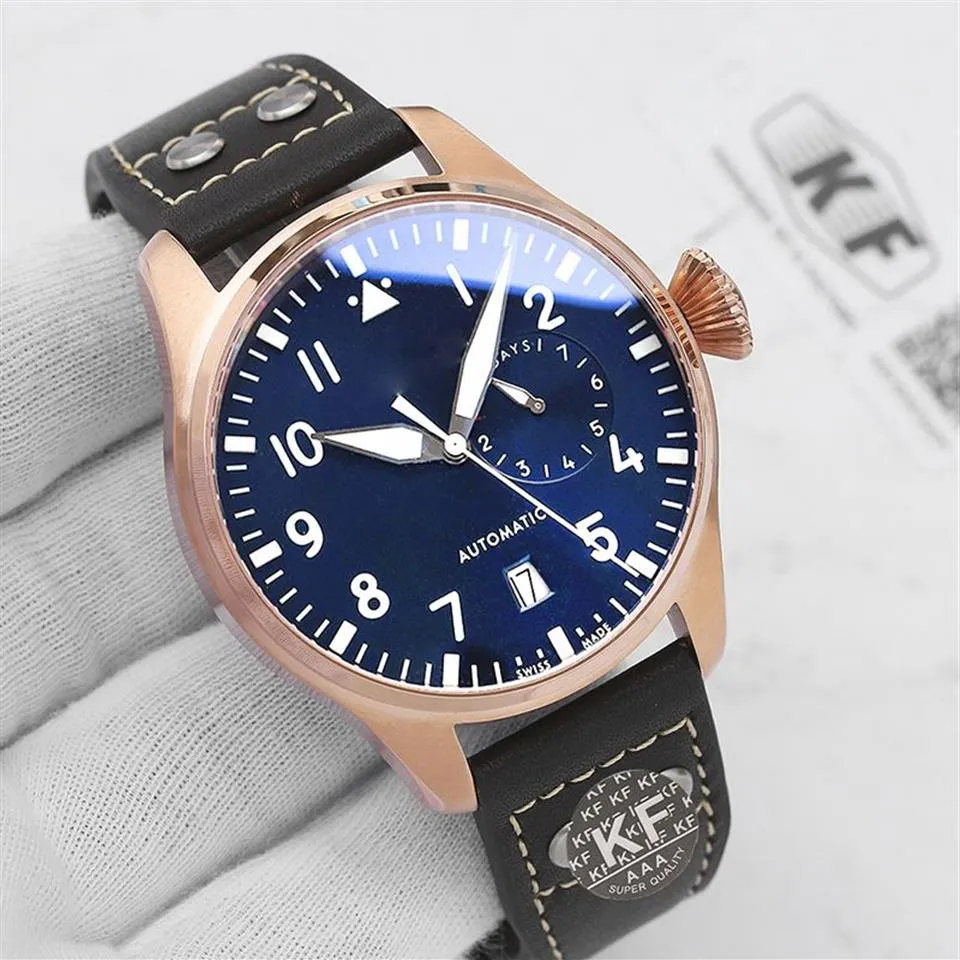 Rose Gold Luxus Mode Damen Dame Herren Designer Automatikwerk Power Recerve Big Pilot Kf Uhren Mann Uhr Armbanduhren178f